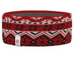 Pletená čelenka Oslo - vzor 03 - černá / červená / šedá