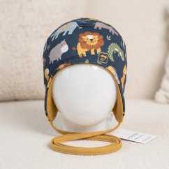 Dětská podzimní funkční čepice Severka - vzor 003 - tmavě šedomodrá - safari