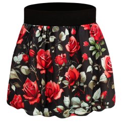 Dětská balonová sukně Bella - vzor 41 - černá - růže