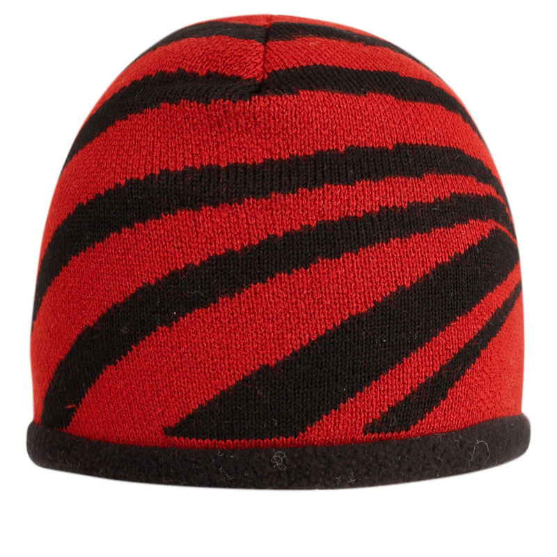 Zimní pletená čepice  - AKCE / DOPRODEJ - vzor 148 - vínová - čáry