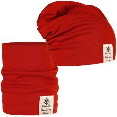 Bavlněná čepice s nákrčníkem Pastels DOUBLE set - vzor 43 - cihlová tmavá