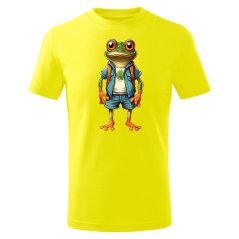 Dětské bavlněné tričko s potiskem - vzor 208 - citronová / žabák