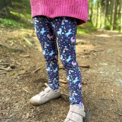 Dětské legíny Silky - vzor 03 - fialová - jednorožci