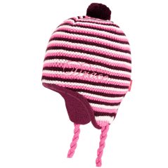 Dětská zimní pletená laponka AKCE / DOPRODEJ - vzor 234 - růžová - proužek