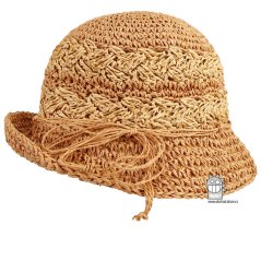 Letní dámský klobouk/slamák - Cloche - vzor 004- béžová