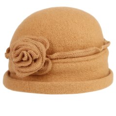 Dámský zimní vlněný klobouk - vzor 103 - velbloudí hnědá