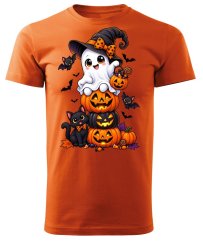 Dětské bavlněné tričko s potiskem - vzor 0262 - Halloween - dýně a zvířátka