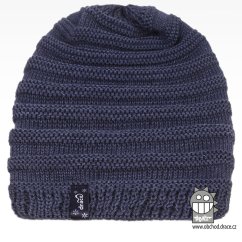 Merino pletená čepice Harmony - vzor 10 - šedo modrá