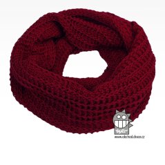Merino pletená šála chomout Harmony - vzor 07 - bordó