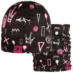 Set funkční čepice a nákrčníku Bruno - vzor 008 - černá - obrazce
