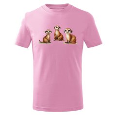 Dětské bavlněné tričko s potiskem - vzor 202 - růžová / Surikaty