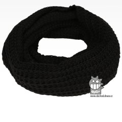 Merino pletená šála chomout Harmony - vzor 01 - černá