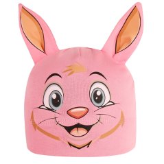 Dětská bavlněná čepice Zoo - zvířátka - vzor 15 - růžová - králíček