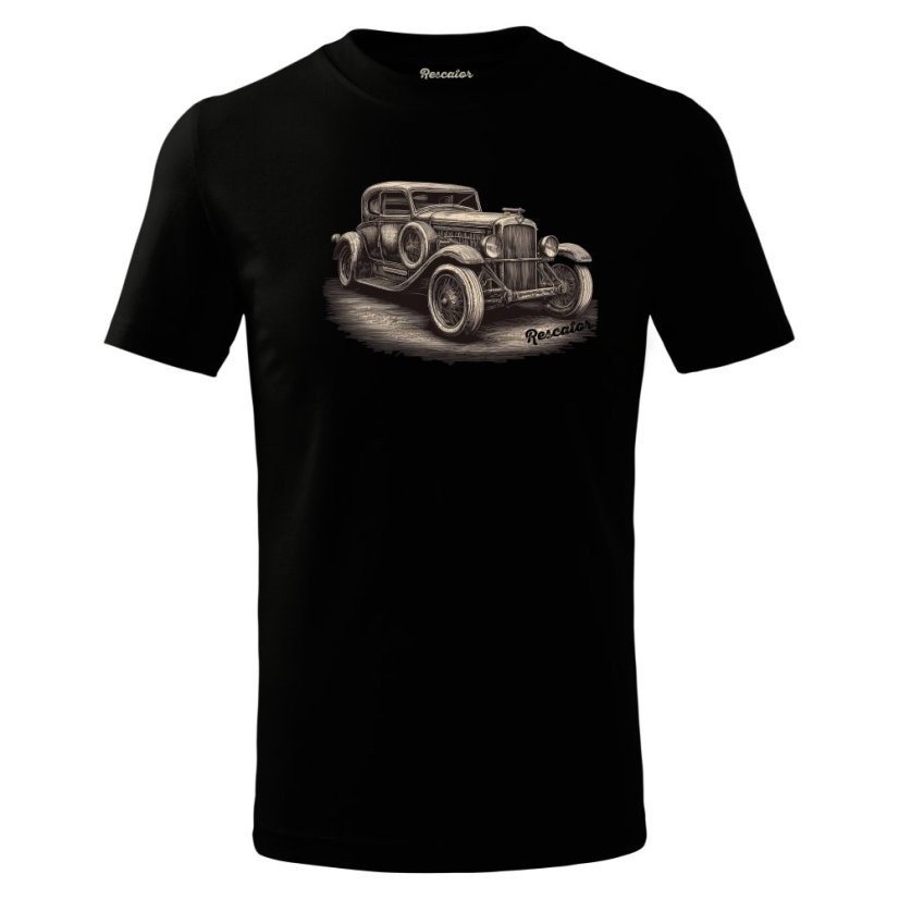 Pánské bavlněné tričko - vzor 009  - černa /hot rod