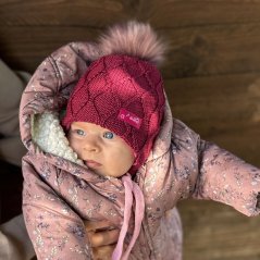 Merino pletená kojenecká laponka Vivo - vzor 03 - starorůžová tmavá