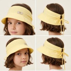 Letní mušelínový klobouk Ponytail - vzor 07 - světle žlutá