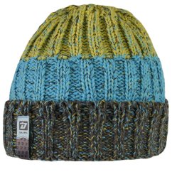 Pletená melírovaná  čepice - Nordic  vzor 10 - tyrkysová/šedá/zelenkavá