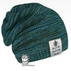 Pletená čepice Colors - vzor 30 - tyrkysová melír