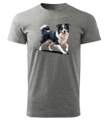 Dámské bavlněné tričko s potiskem - vzor 0029 - tmavě šedý melír / Border kolie