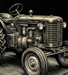 Pánské bavlněné tričko - vzor 010 - černa /traktor