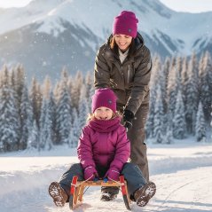 Čepice pletená a nákrčník Colors set - vzor 040 - fuchsiová