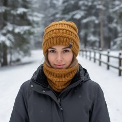 Zimní pletená čepice Etna - vzor 06 - velbloudí hnědá