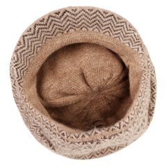 Dámský pletený baret s kšiltem - vzor 19 - béžová - cik cak