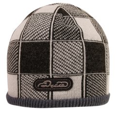 Zimní pletená čepice - AKCE / DOPRODEJ - vzor 187 - šedá - kostky