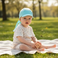 Letní bavlněný šátek pirát kšilt Mušelín - vzor 09 - tyrkysová