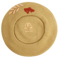 Dámský vlněný baret s výšivkou- vzor 068- olivová