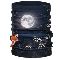 Fleecový nákrčník Yetti - vzor 44 - černá - zvířátka v lese