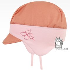 Kojenecká čepice Pepina - vzor 35 lososová