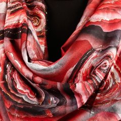 Dámská elegantní šála - vzor 003 - bordó - květiny