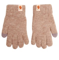 Dětské pletené prstové rukavice 4 - 6 let - vzor 087 - béžová
