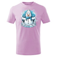 Dětské bavlněné tričko s potiskem - vzor 224 - fialková - sněhulák