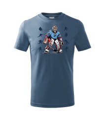 Dětské bavlněné tričko s potiskem - vzor 180 - denim / Hokej