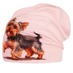 Bavlněná čepice Polo - vzor 101 - světle růžová - Jorkšírský terier