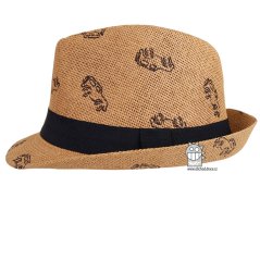 Letní chlapecký klobouk/slamák - Trilby - vzor 001 - hnědá - auta