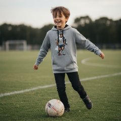 Dětská mikina s kapucí Urban - vzor 003 - šedý melír/černá / Fotbalista