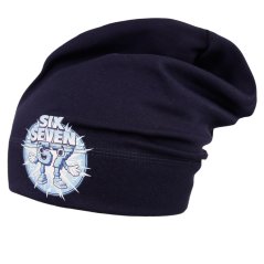 Spadlá bavlněná čepice Pepe - vzor 47 - tmavě modrá - six seven