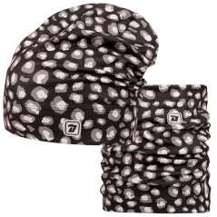 Set fleecové čepice a nákrčníku Yetti - vzor 54 - černá - leopard