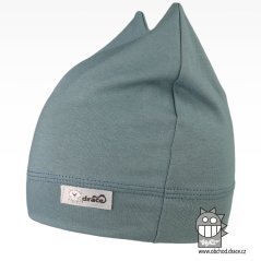 Bavlněná kojenecká čepice Čertík - vzor 19 - zelenomodrá tmavá