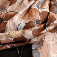 Dámská elegantní šála - vzor 027 - hnědé - květiny