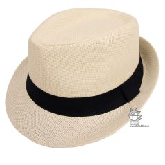 Letní chlapecký klobouk/slamák - Trilby - vzor 008 - krémová