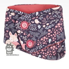 Bavlněný nákrčník s knoflíky - vzor 11 - fialová, liška