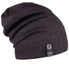 Spadlá bavlněná čepice Pepe - vzor 22 - černá/melír - dinosaurus