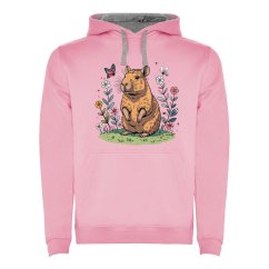 Dětská mikina s kapucí Urban - vzor 020 - růžová / Kapybara