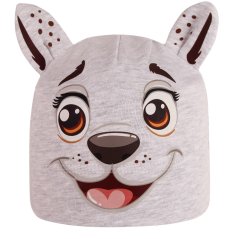 Dětská bavlněná čepice Zoo - zvířátka - vzor 11 -  světle šedá melír - pejsek