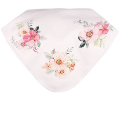 Bavlněný šátek s kšiltem - vzor 01 -  bílá - kytičky