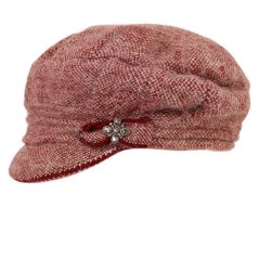 Dámský pletený baret s kšiltem - vzor 23 - bordó
